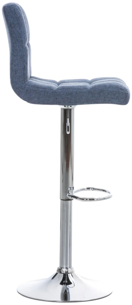 Conjunto de 2 bancos de bar Peru em tecido e com estrutura cromada 46 x 94-114 x 47 cm Azul