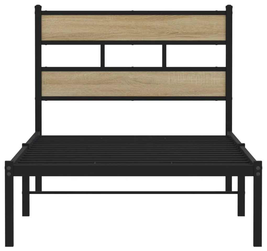 Estrutura de cama sem colchão 107x203 cm metal carvalho sonoma