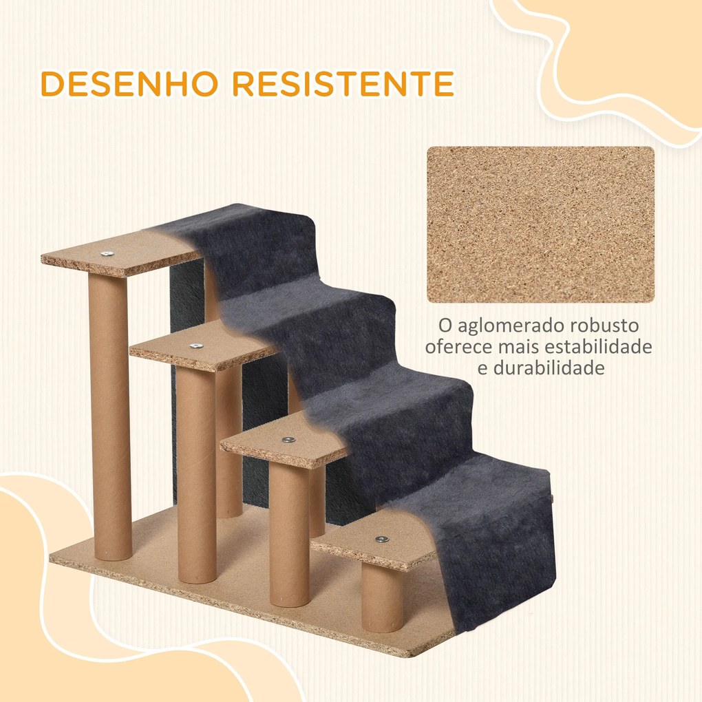PawHut Escada para Animais de Estimação com 4 Degraus 2 em 1 com Capa