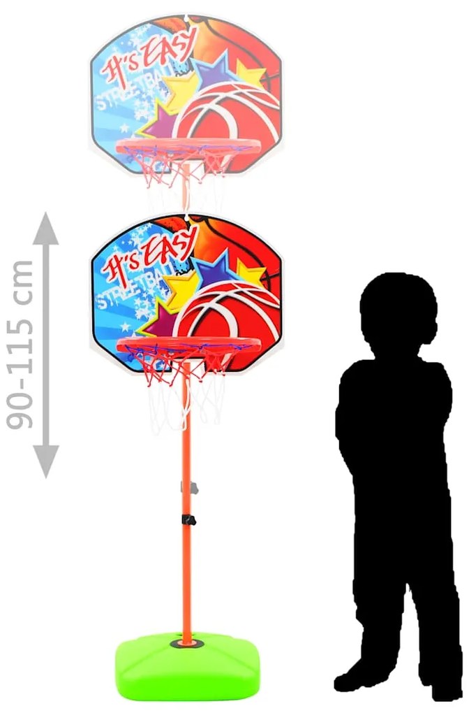 Conjunto de tabela e bola de basquetebol infantil