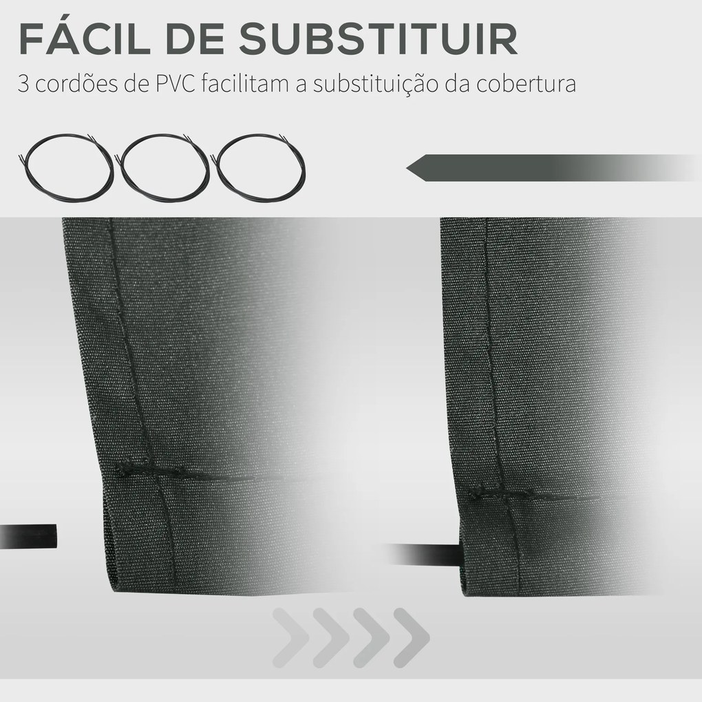 Teto de Substituição para Toldo 382x240 cm Lona para Toldo com Dobras Proteção UV Impermeável para Pátio Cinzento