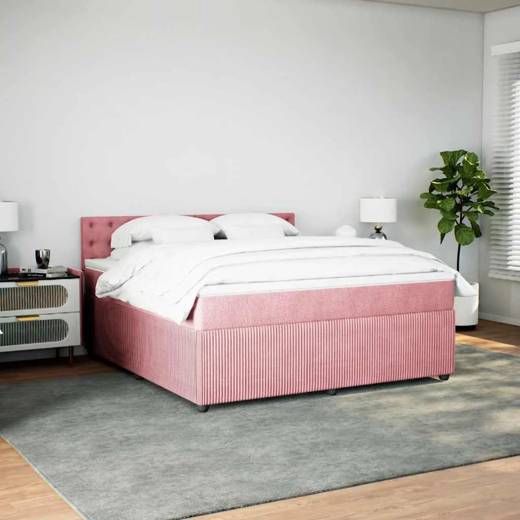 Cama com molas/colchão 180x200 cm veludo rosa