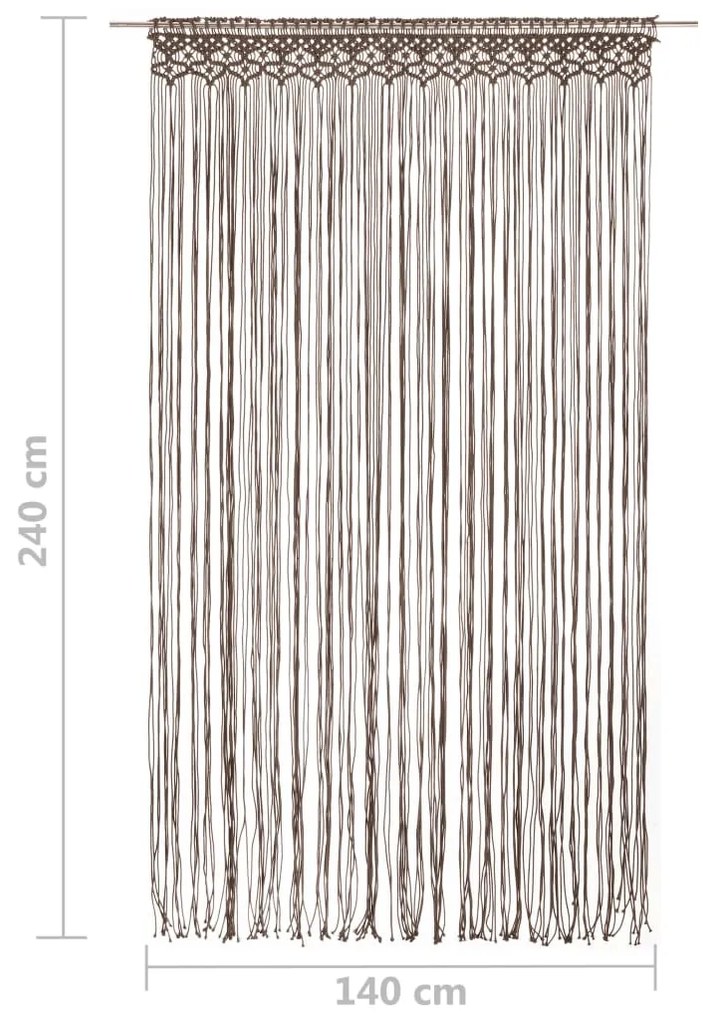 Cortina em macramé 140x240 cm algodão cinzento-acastanhado