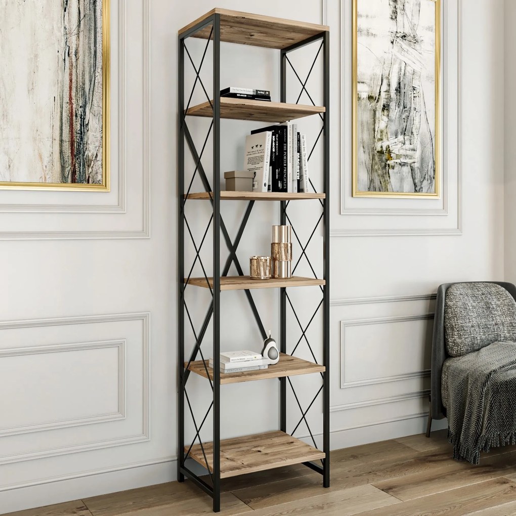 Estante Suadiye – Atlantic Pine Black – 50x180x30 cm
