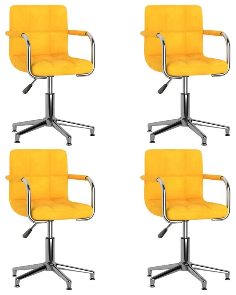 3088112 vidaXL Cadeiras de jantar giratórias 4 pcs veludo amarelo mostarda