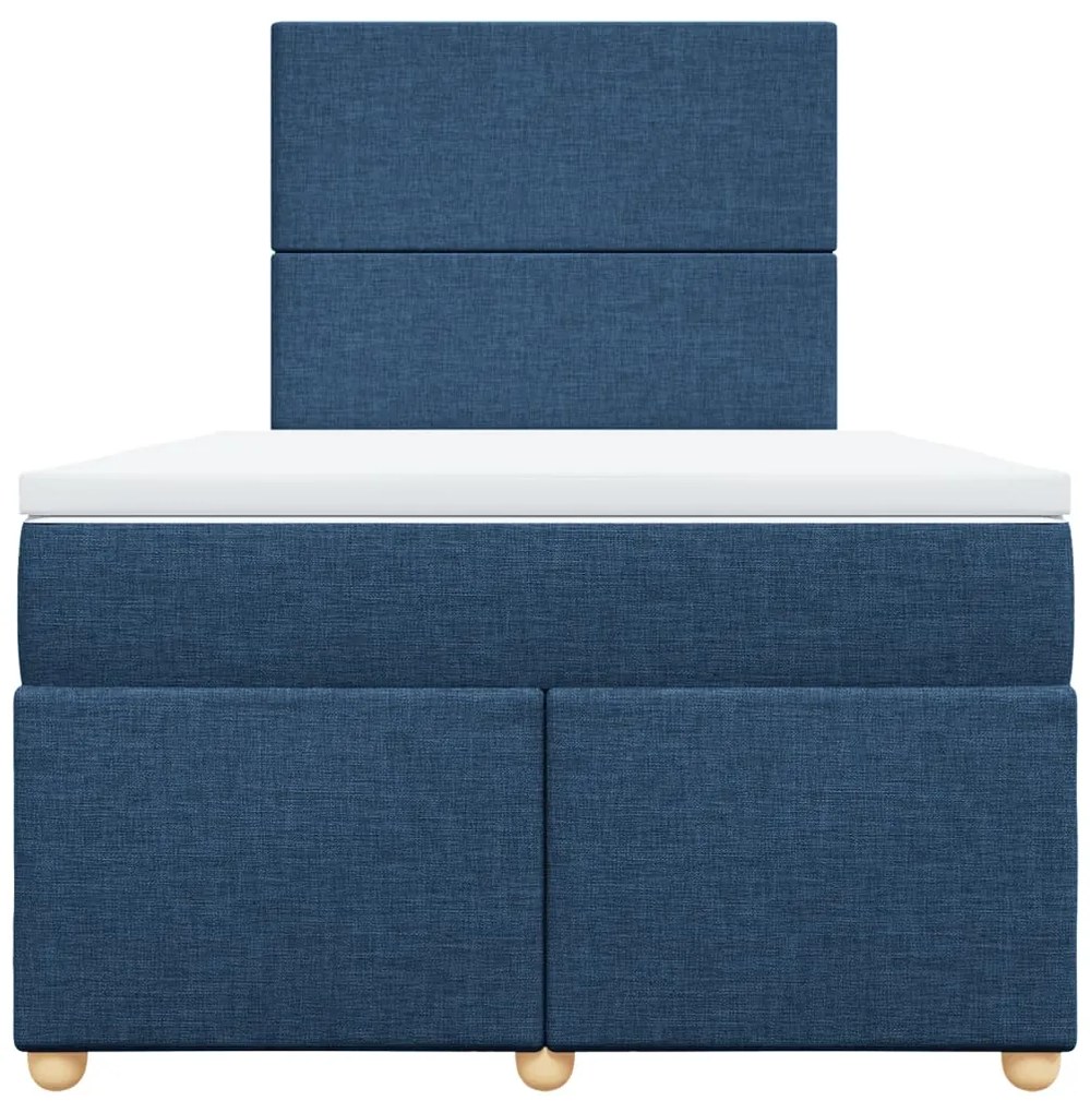 Cama boxspring com colchão 120x190 cm tecido azul