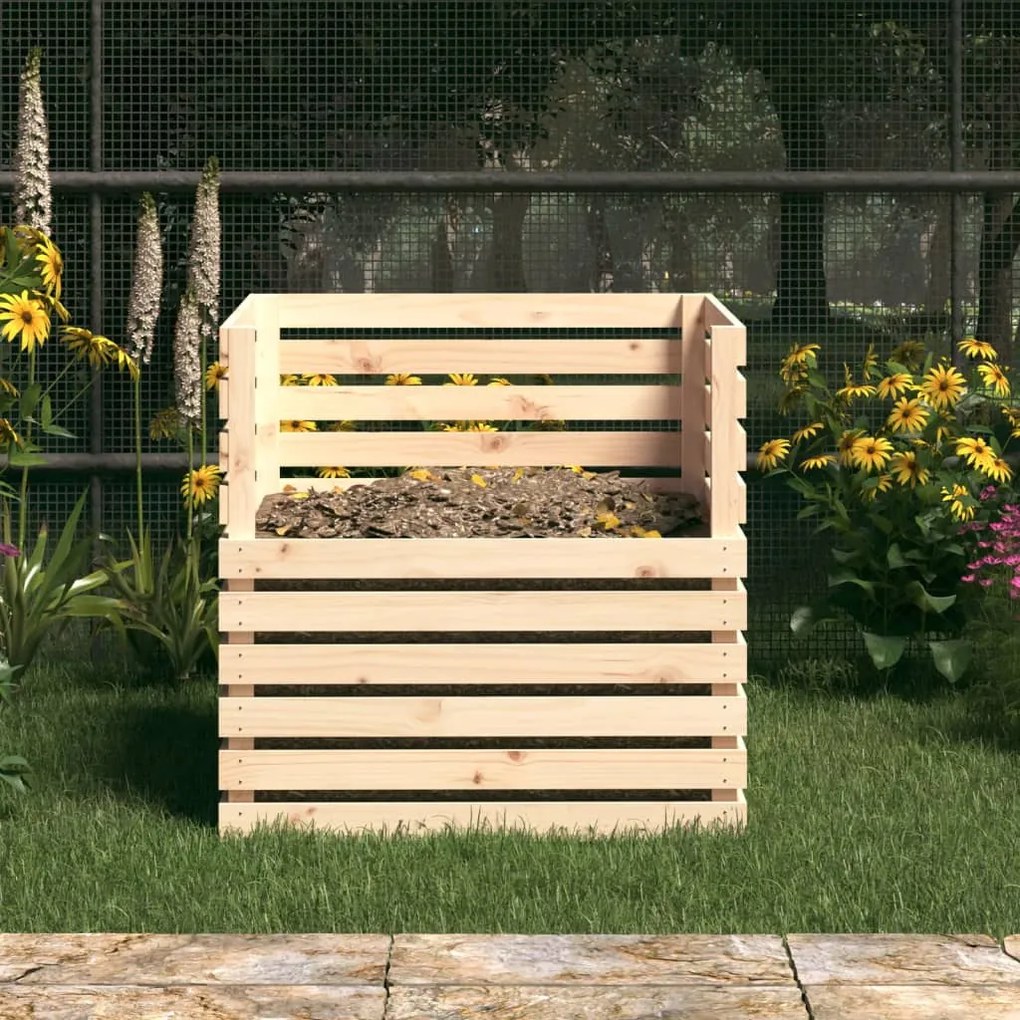 Caixote de compostagem 80x80x78 cm madeira de pinho maciça