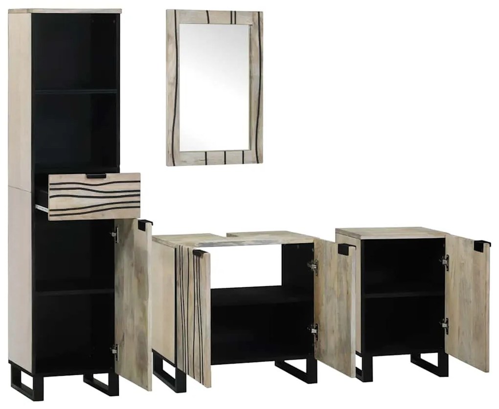 Conjunto de Móveis para Banheiro 4 pcs Castanho nozes