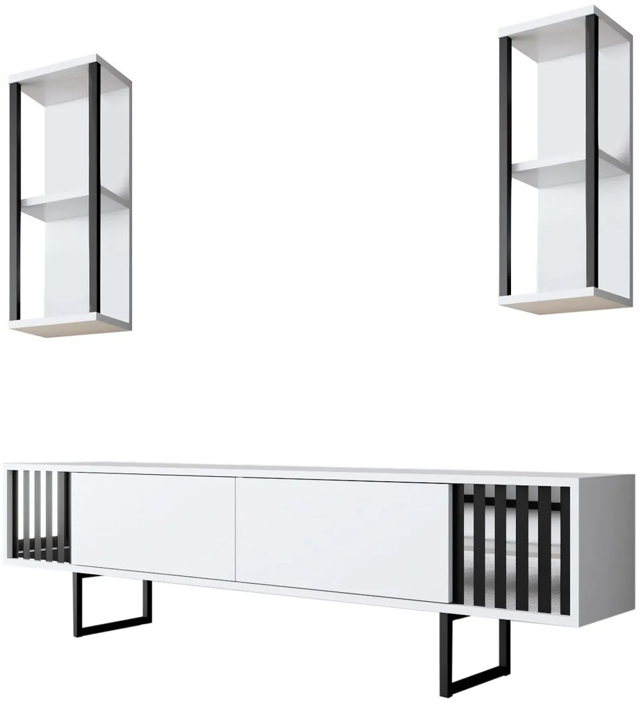 Unidade TV Chrome Line – Branco/Preto – 180x30x48 cm
