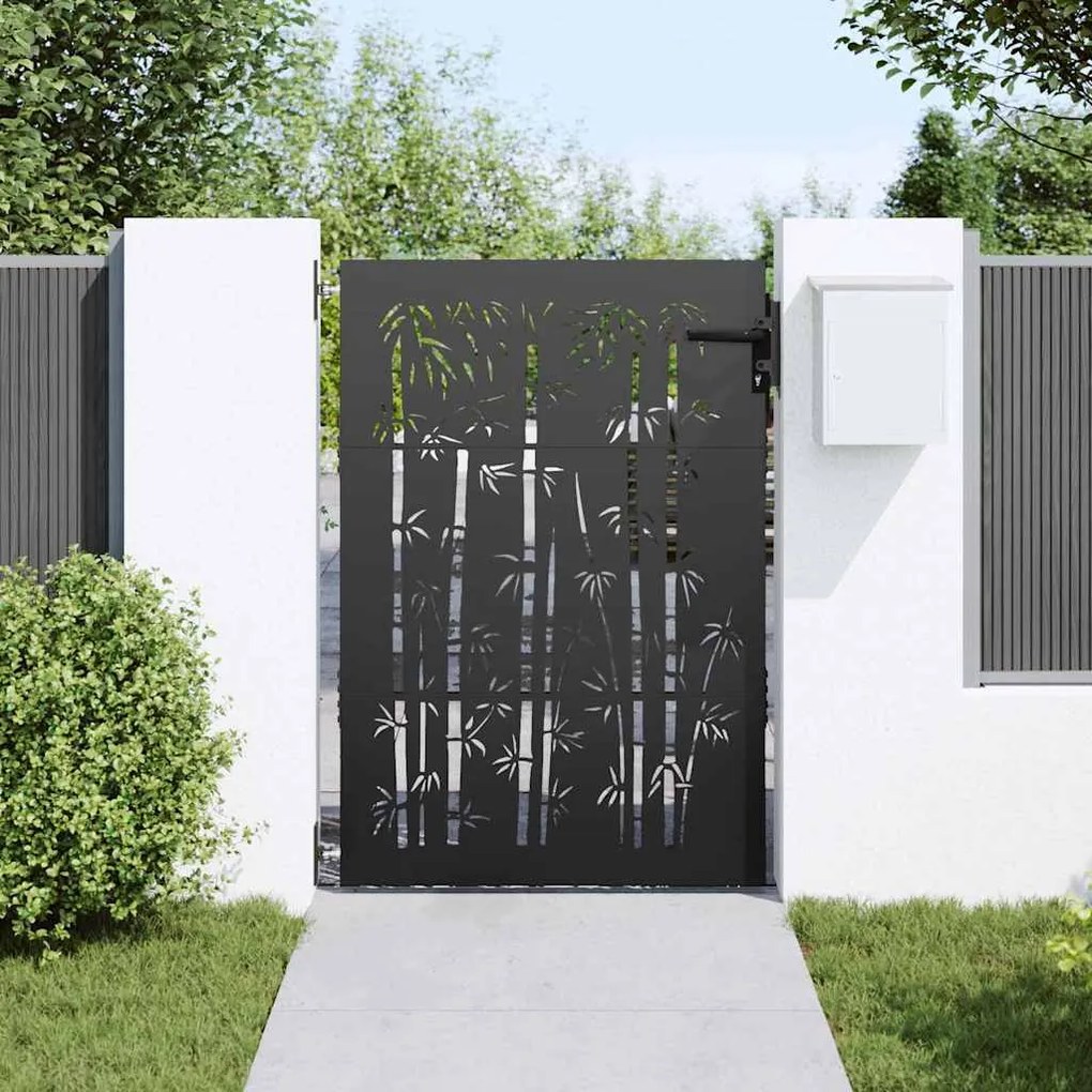 Portão de Jardim Preto 105 x 150 cm Aço com Revestimento em Pó