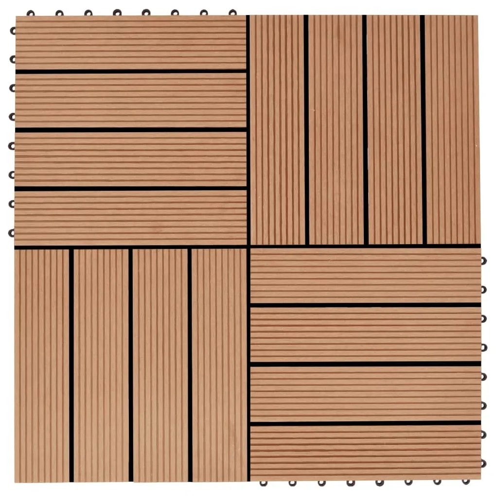 277801 vidaXL Ladrilhos de pavimento 22 pcs WPC 2m² 30x30 cm cor teca