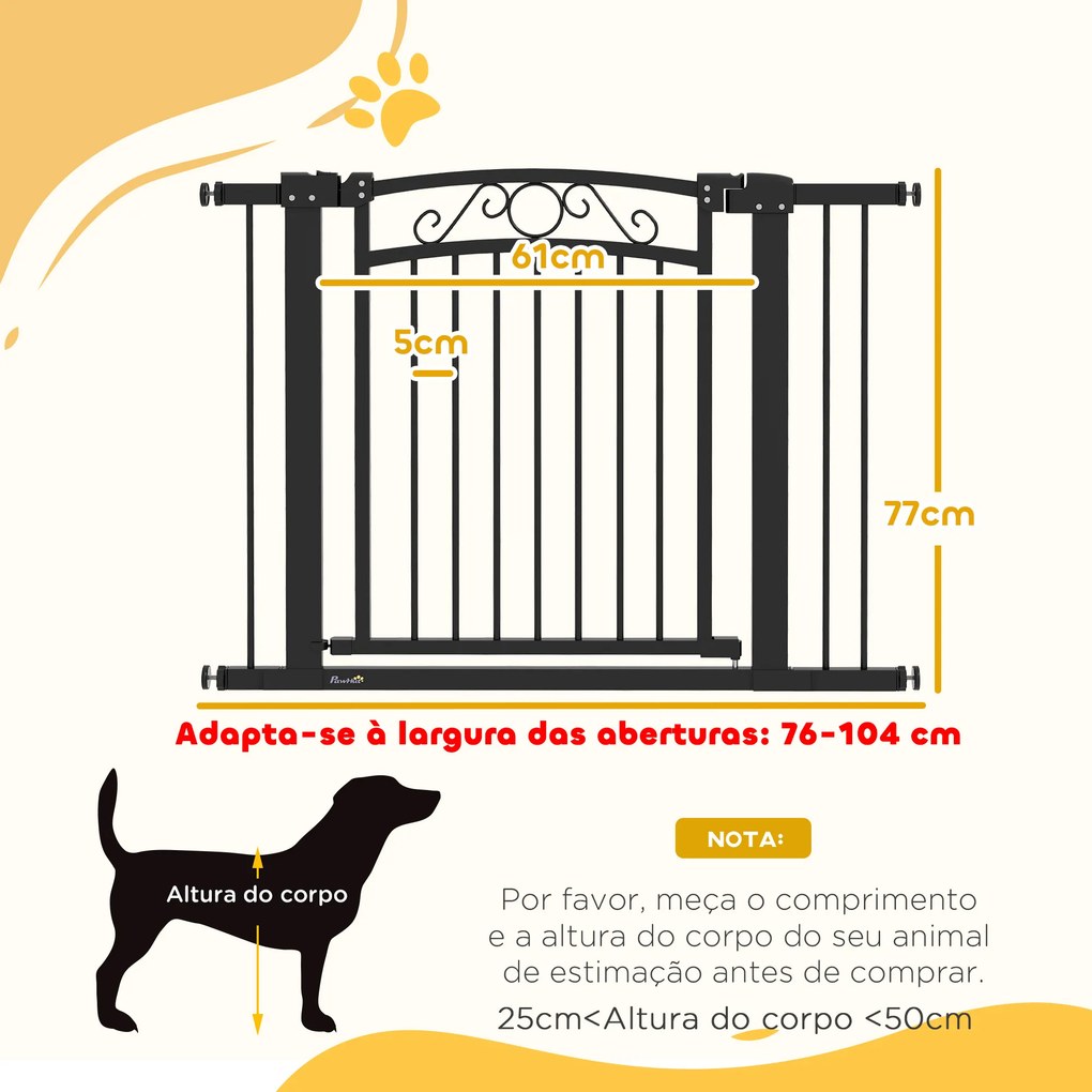 Barreira de Segurança para Cães Extensível 76-102 cm Barreira para Animais de Estimação com 2 Extensões Preto