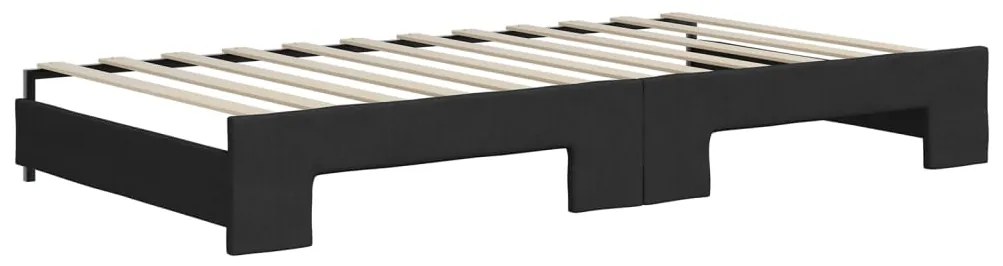 Sofá-cama com gavetão e gavetas 100x200 cm tecido preto