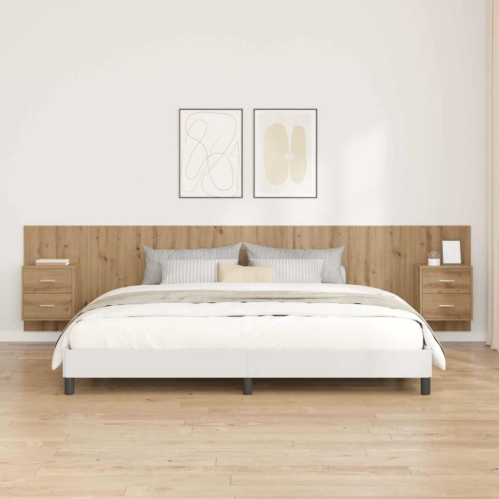 vidaXL Cabeceira com Armário com gaveta 3 pcs Carvalho Artesanal