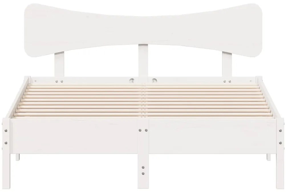 Cama sem colchão 120x190 cm madeira de pinho maciça branco