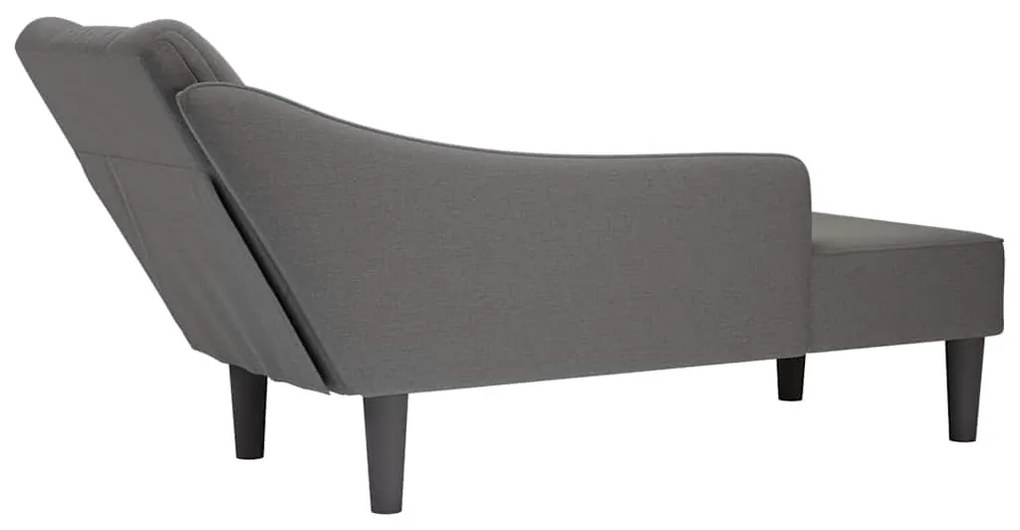Chaise lounge com apoio de braço direito em tecido cinza escuro