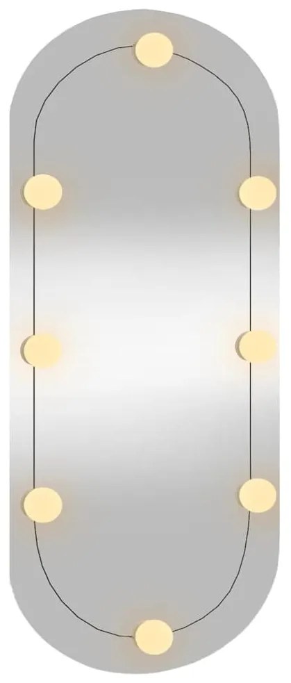 Espelho de parede oval com luzes LED 35x80 cm vidro