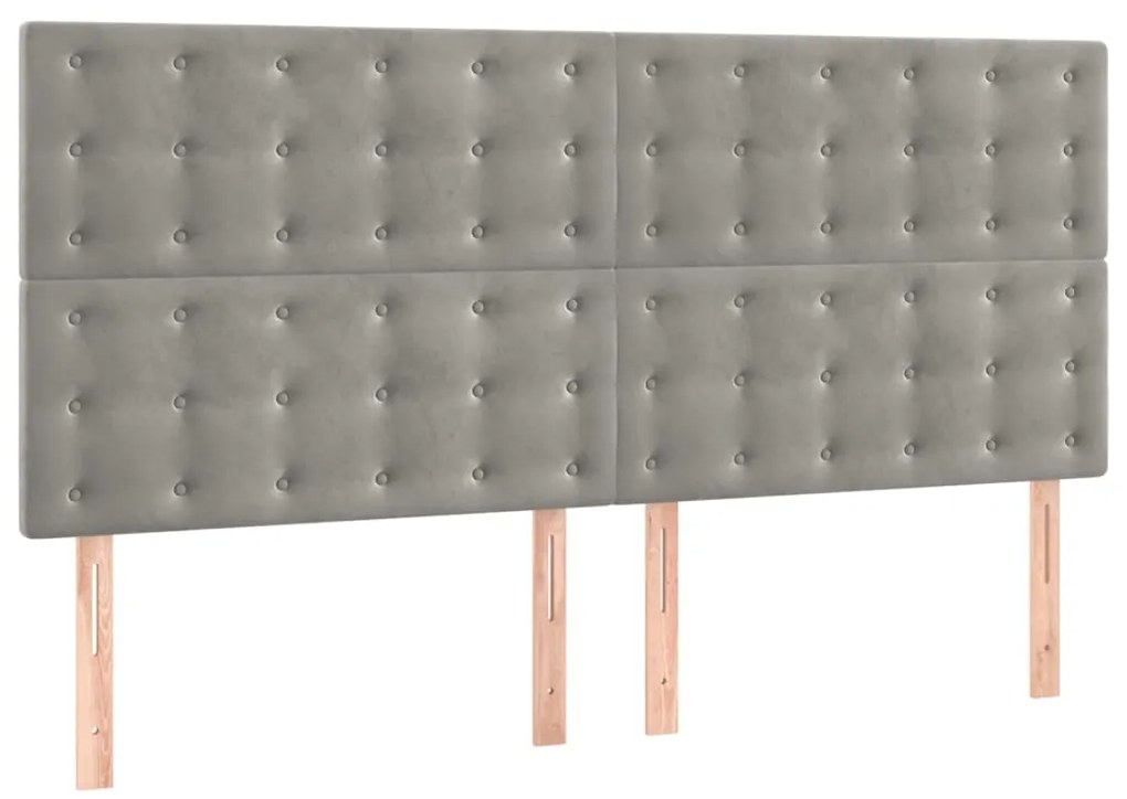 Estrutura de cama c/ cabeceira 180x200 cm veludo cinzento-claro