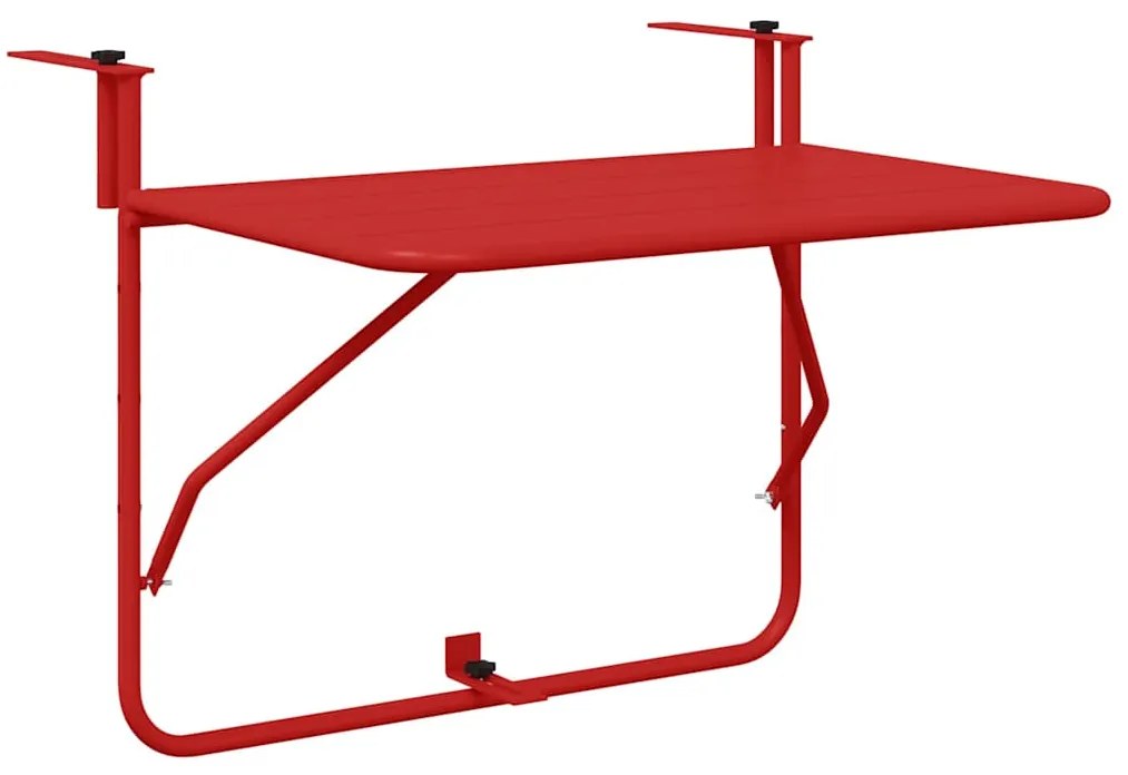 Mesa de Balcão Suspensa vidaXL Dobrável Vermelha 60x40 cm Aço