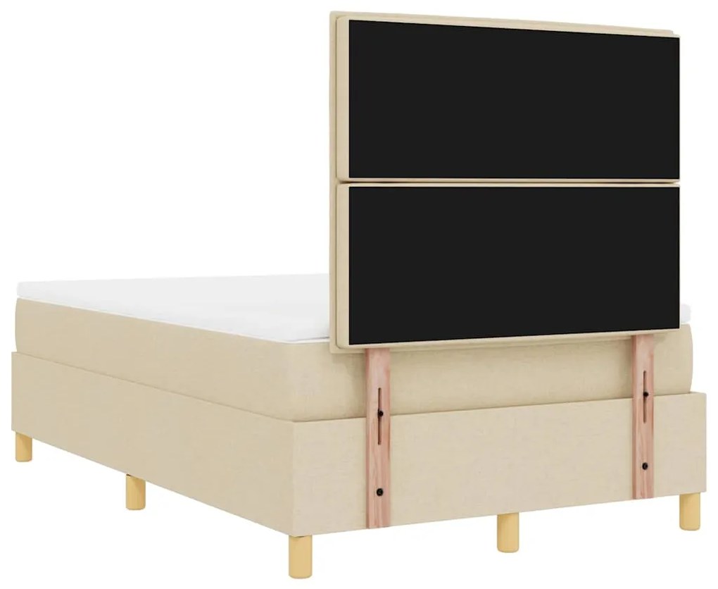 Cama Box com Colchão e LED Cream 120x200 cm em Tecido
