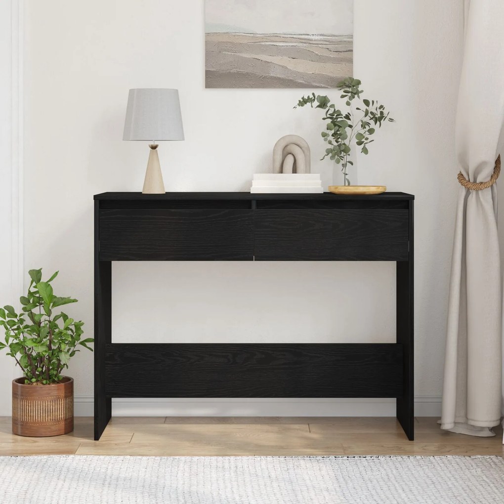 Mesa Console de Carvalho Preto vidaXL - 100x35x76.5 cm - Madeira de en