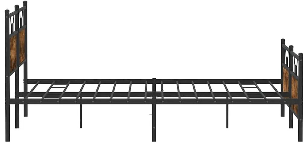 Estrutura de cama sem colchão 160x200 cm metal carvalho fumado