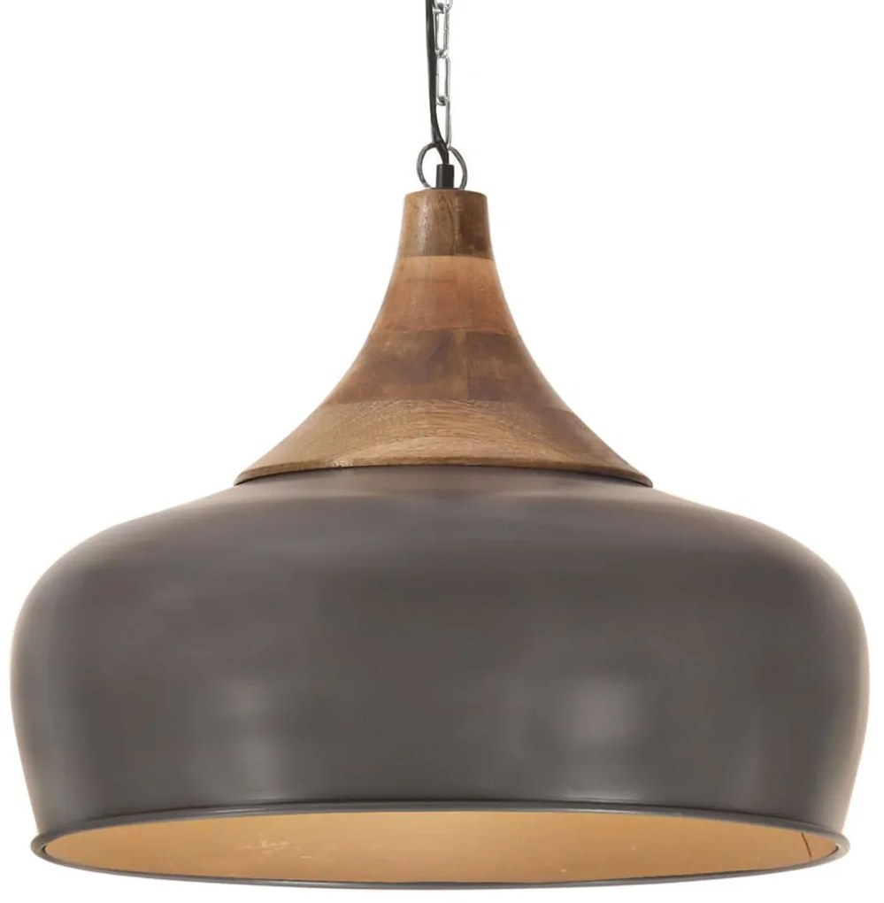 vidaXL Candeeiro teto industrial 45cm E27 ferro cinza e madeira maciça