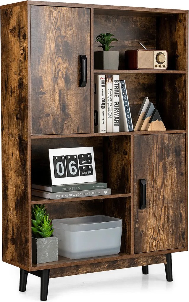 Armário de Madeira "Ollen" - 80 x 24 x 119,5 cm - 4 Níveis com Portas