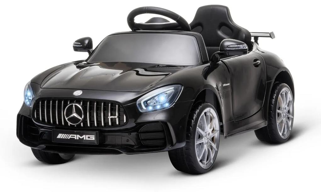 Carro elétrico para crianças acima de 3 anos Mercedes GTR licenciado Bateria 12V com controle remoto Música Faróis Porta dupla de abertura Carga 25kg