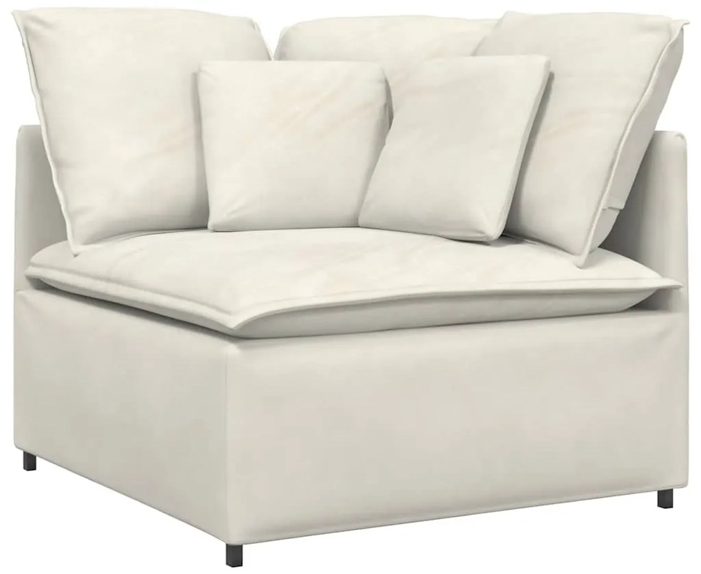 Sofá modular com almofadas veludo creme