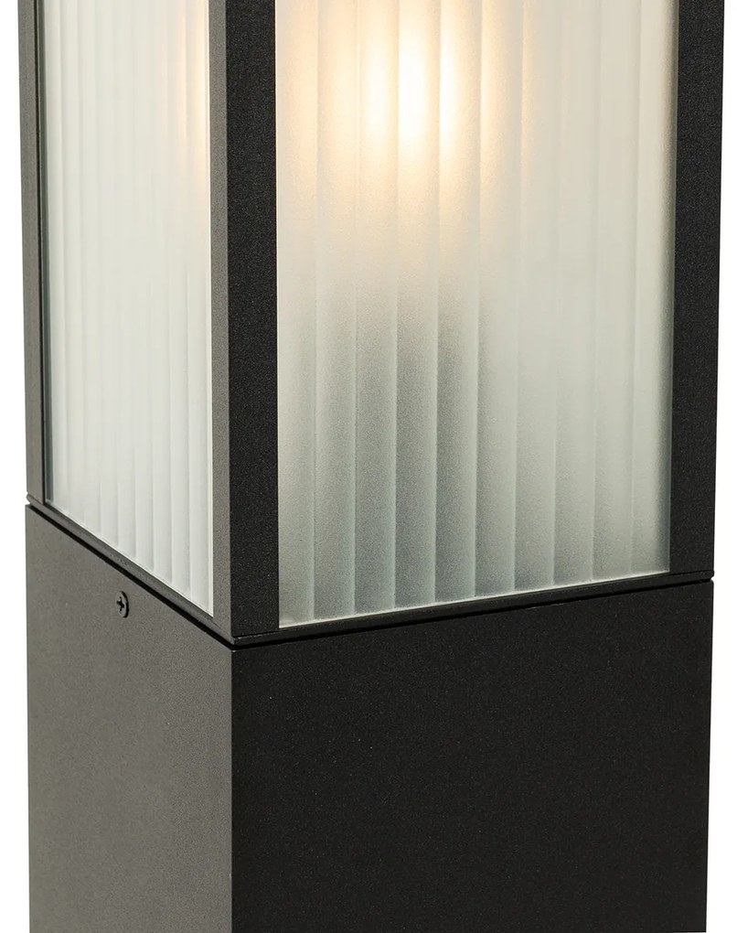 LED Candeeiro de pé exterior inteligente preto com vidro canelado 80 cm incl. Wifi A60 - Charlois Moderno