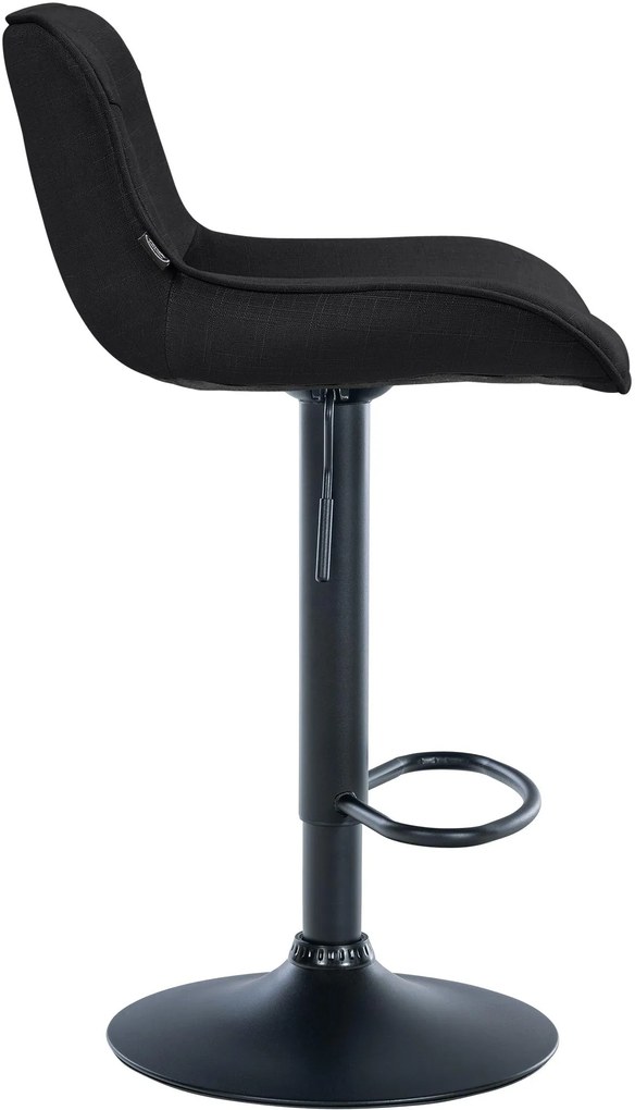 Banco alto em tecido com estrutura preta 85-106 x 49 x 51 cm preto
