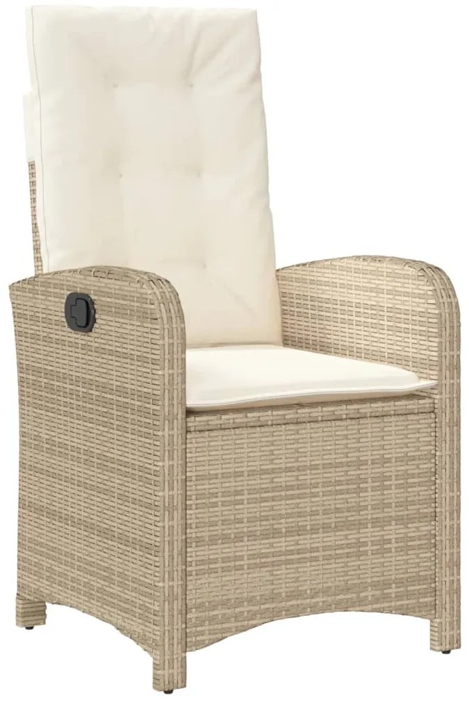 7 pcs conjunto de jantar p/ jardim com almofadões vime PE bege