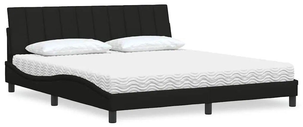 vidaXL Cama com colchão 180x200 cm tecido preto