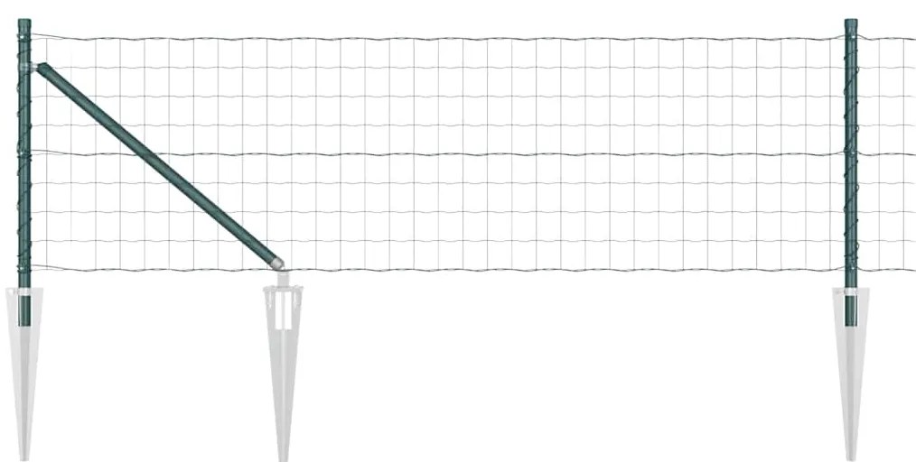 Cerca Euro com 13 postes de espeto 0,4 x 50 m em aço galvanizado verde