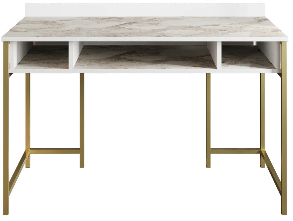 Secretária de Estudo Tumata - Dourado e Branco - 120x75x60 cm