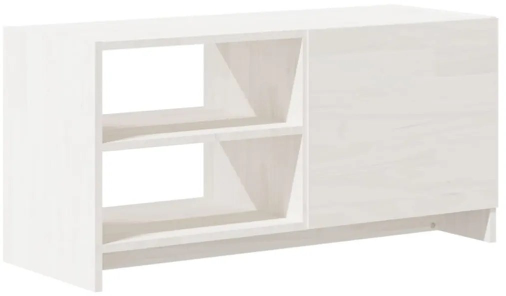 Móvel de TV 80x31x39 cm madeira de pinho maciça branco