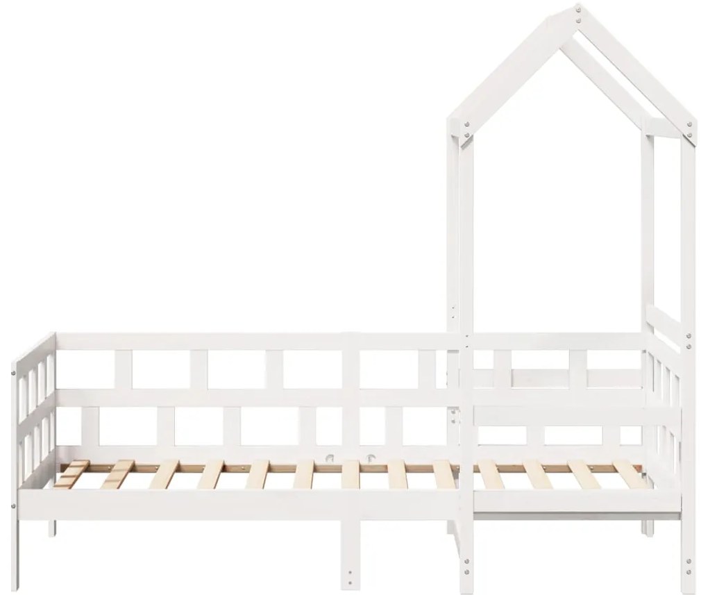 Sofá-cama com telhado 80x200 cm madeira de pinho maciça branco