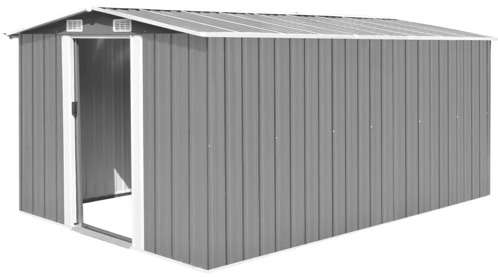 143345 vidaXL Abrigo de jardim 257x392x181 cm metal cinzento