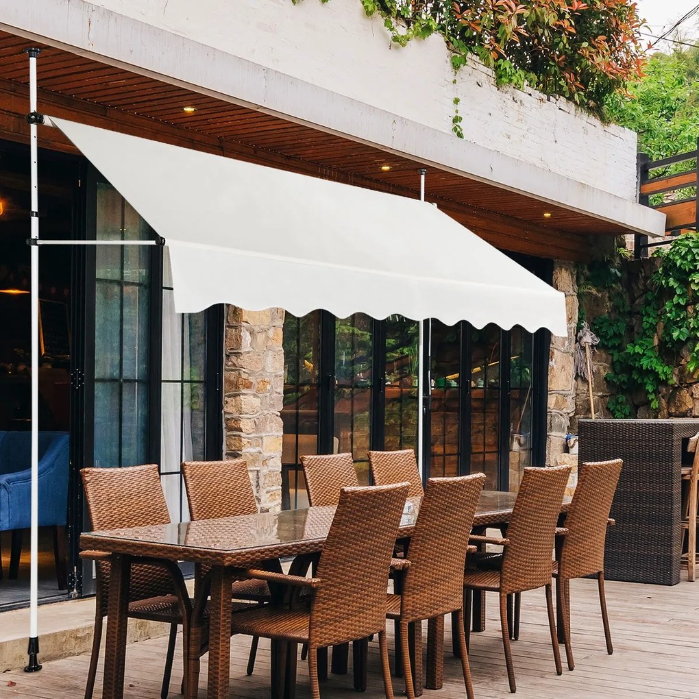Toldo telescópico e retrátil resistente aos raios UV impermeável com manivela manual altura regulável para janela varanda 250 x 125 cm bege