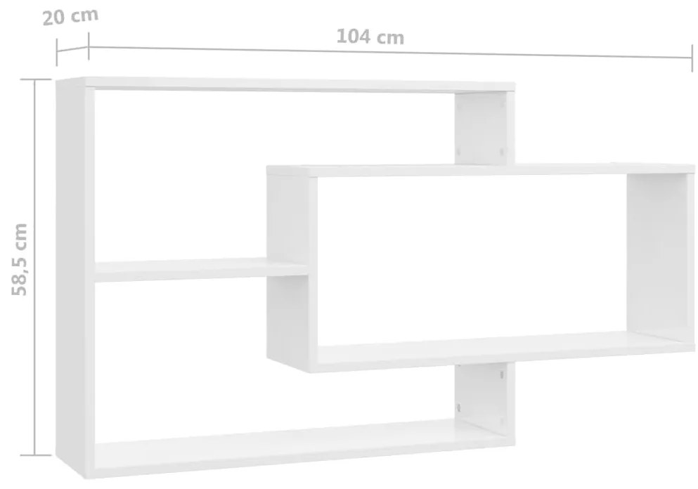 Prateleiras de parede derivados de madeira branco brilhante