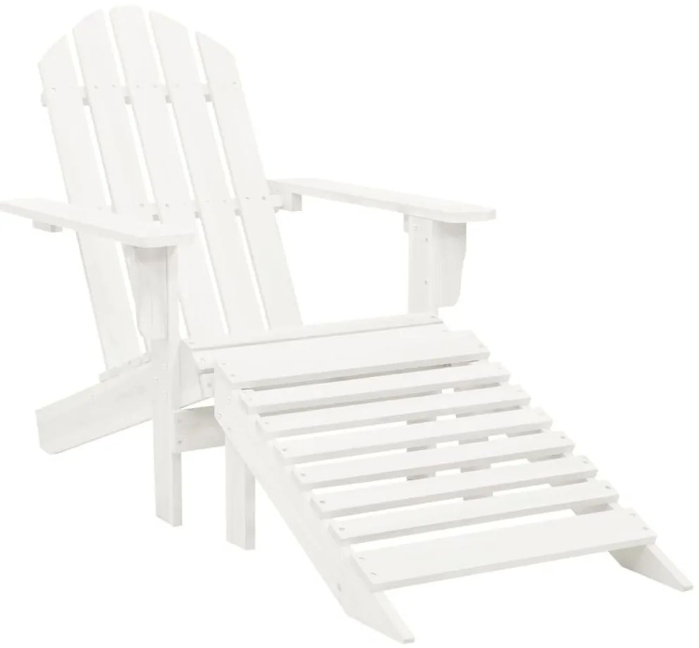 Cadeira de jardim Adirondack c/ otomano e mesa abeto branco