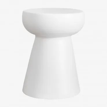 Mesa Lateral Redonda Em Cerâmica Karus Branco - Sklum