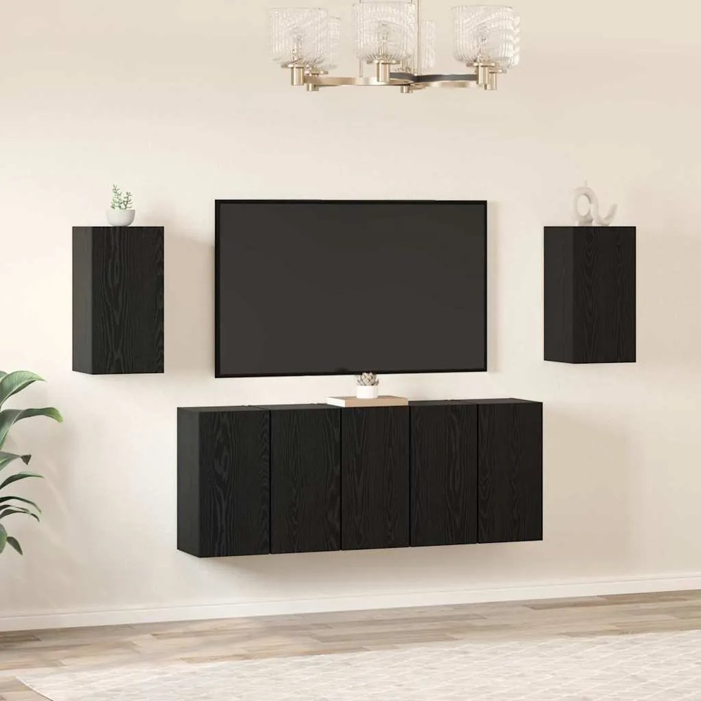 vidaXL Conjunto de móvel de TV 7 pcs Carvalho preto 30.5 x 30 x 60 cm