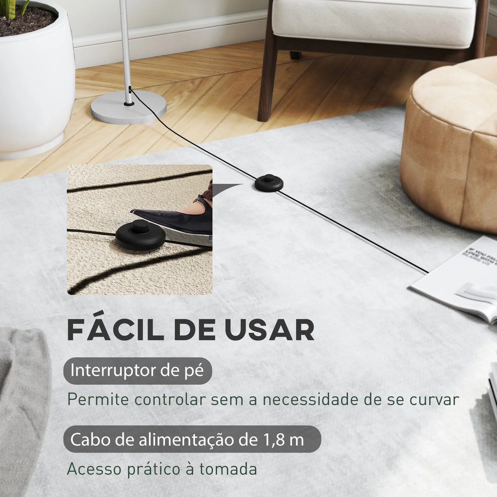 Candeeiro de Pé Moderno com Ecrã em Forma de Taça Refletora de Luz Interruptor de Pé Suporte E27 sem Lâmpada Ø35x155 cm Prata