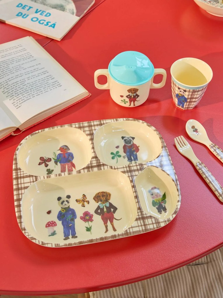 conjunto de alimentação bebé NATHALIE LÉTÉ 4 peças rice caixa de oferta castanho