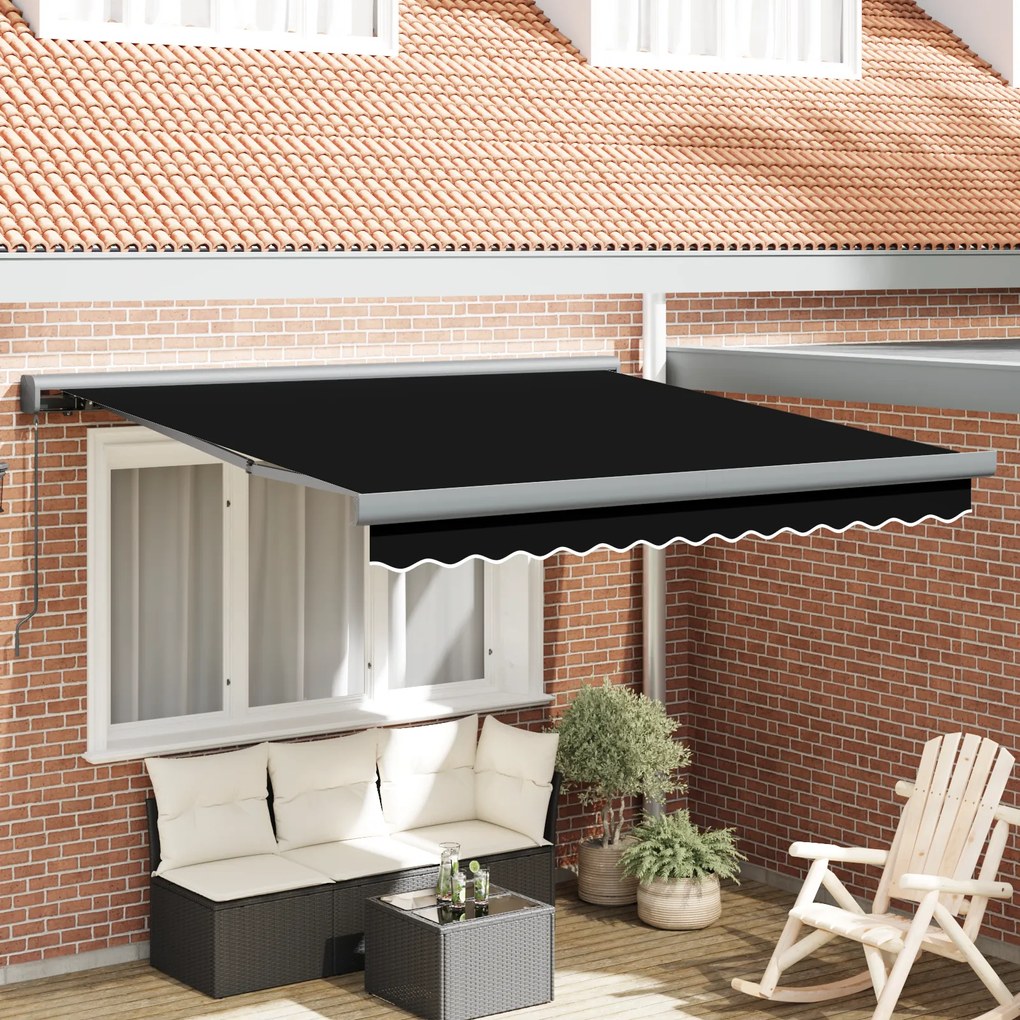 Toldo Manual Retrátil Preto 300x250 cm vidaXL