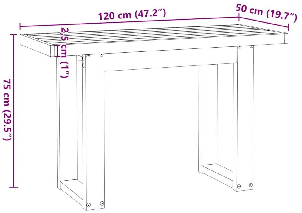 Secretária NOAIN com pernas forma U 120x50x75 cm pinho maciço