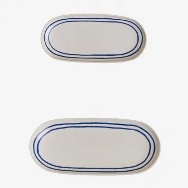 Conjunto De 2 Bandejas Em New Bone China Isolda Branco - Sklum