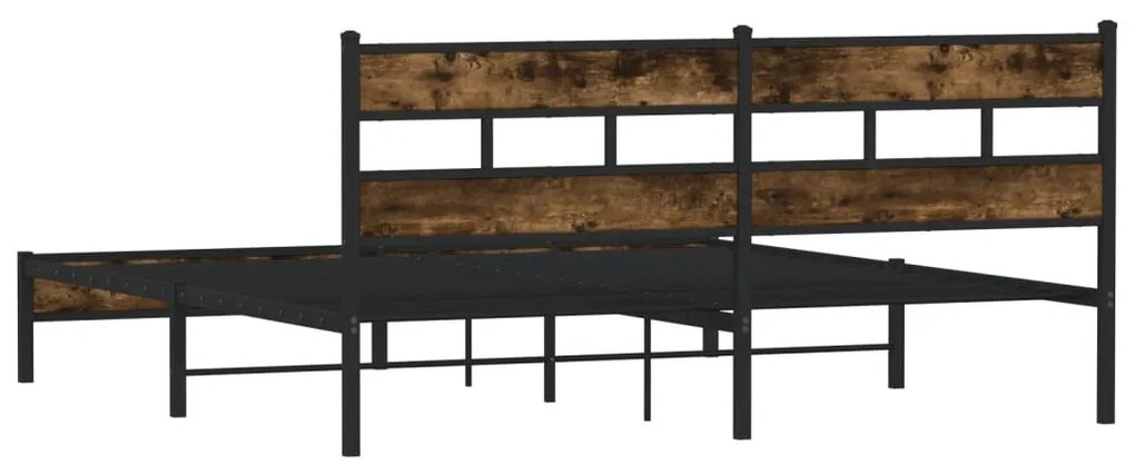 Estrutura de cama sem colchão 180x200cm metal carvalho fumado